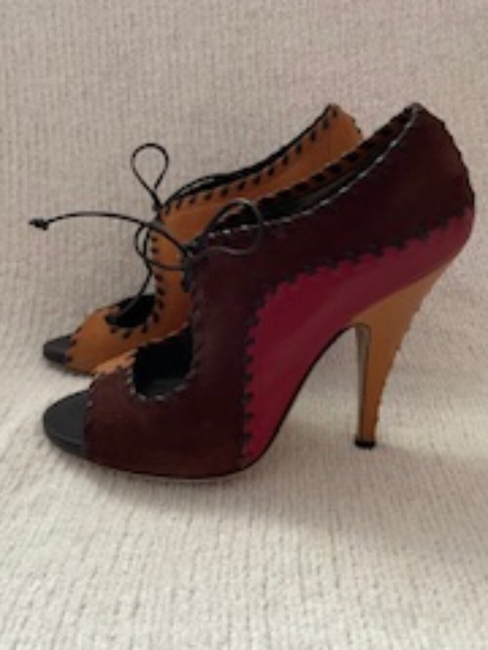 Salvatore Ferragamo Women's Vintage Suede Multi-colored Heels; size 8.5 US
